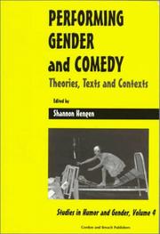 Cover of: Performing Gender and Comedy: Theories, Texts and Contexts (Studies in Humor and Gender)