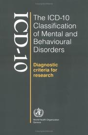 Cover of: The ICD-10 classification of mental and behavioural disorders by 