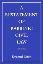 Cover of: A Restatement of Rabbinic Civil Law by Emanuel B. Quint