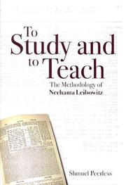 Cover of: To Study and to Teach by Shmuel Peerless