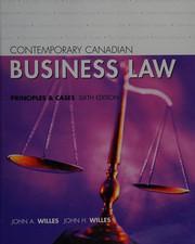 Cover of: Contemporary Canadian business law by John A. Willes
