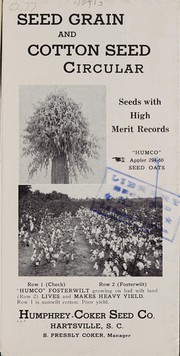 Cover of: Seed grain and cotton seed circular