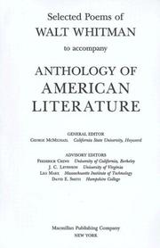 Cover of: Selected Poems of Walt Whitman to Anthology of American Literature