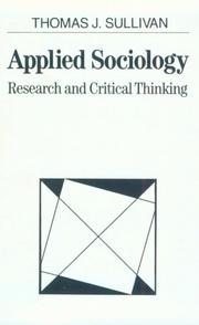 Cover of: Applied sociology: research and critical thinking