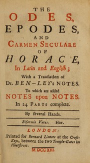 Cover of: The Odes, Epodes, and Carmen seculare of Horace: in Latin and English