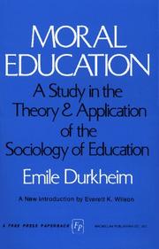 Cover of: MORAL EDUCATION