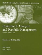 Cover of: Investment Analysis and Portfolio Management, Sixth Edition (Student Self-Study Problems Manual) by Frank K. Reilly