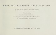 Cover of: East India Marine Hall: 1824-1974 by Philip Chadwick Foster Smith