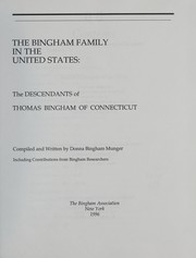 Cover of: The Bingham family in the United States by Donna B. Munger