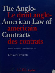 The Anglo-American law of contracts by Edward Errante