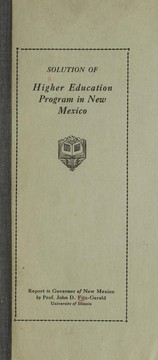 Cover of: Solution of higher education program in New Mexico by Fitz-Gerald, John D.