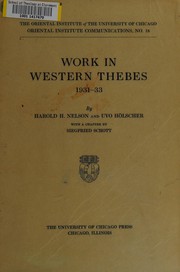 Cover of: Work in western Thebes, 1931-33
