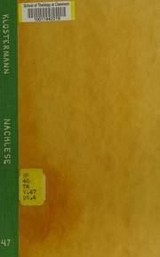 Cover of: Nachlese Zur Überlieferung der Matthäuserklärung des Origenes (T. u. U. 47, 2) by Erich Klostermann
