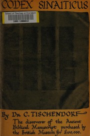 Cover of: Codex sinaiticus: the ancient Biblical manuscript now in the British museum