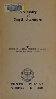 Cover of: A glossary of Smṛti literature
