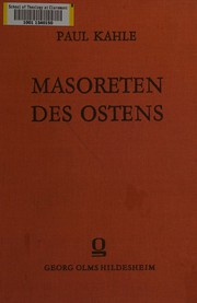 Cover of: Masoreten des Ostens by Paul Ernst Kahle