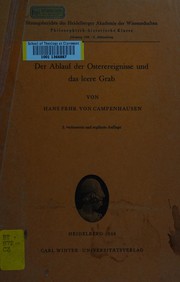 Cover of: Der Ablauf der Osterereignisse und das leere Grab by Hans von Campenhausen