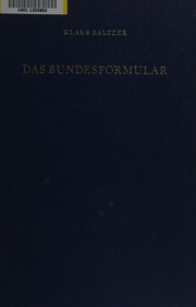 Cover of: Das Bundesformular by Klaus Baltzer