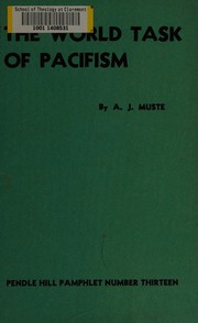 Cover of: The world task of pacificism