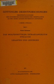 Das Wolfenbütteler Tetraevangelium Syriacum by Werner Strothmann