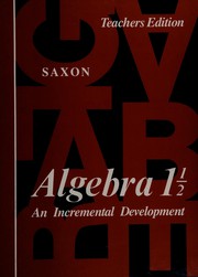 Cover of: Algebra 1 1/2: an incremental development