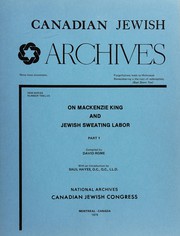 Cover of: On Mackenzie King and Jewish sweating labor