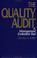 Cover of: The Quality Audit