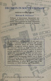 Cover of: Decision in South Vietnam by Howard Rae Penniman