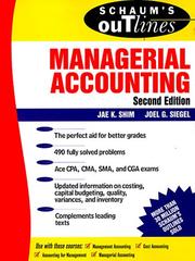 Cover of: Schaum's outline of theory and problems of managerial accounting
