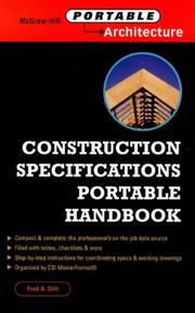 Cover of: Construction Specifications Portable Handbook by Fred A. Stitt, Fred A. Stitt