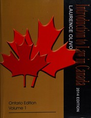 Cover of: Introduction to law in Canada by Laurence M. Olivo