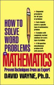 Cover of: How to Solve Word Problems in Mathematics | David S. Wayne