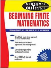 Cover of: Schaum's Outline of Beginning Finite Mathematics (Schaum's Outline) by Seymour Lipschutz, John J. Schiller, R. Alu Srinivasan