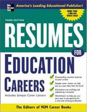 Cover of: Resumes for Education Careers (Professional Resumes Series) by Editors of VGM, Editors of VGM Careers Books