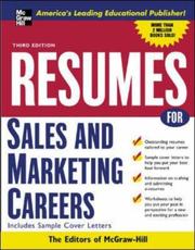 Cover of: Resumes for Sales and Marketing Careers, Third edition (Professional Resumes Series)