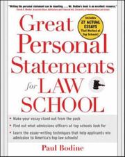 Cover of: Great Personal Statements for Law School by Paul Bodine