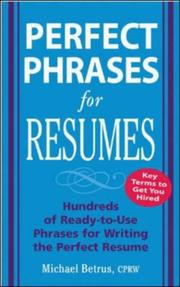 Cover of: Perfect Phrases for Resumes (Perfect Phrases)