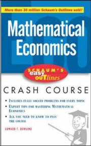 Cover of: Schaum's Easy Outline of Introduction to Mathematical Economics (Schaum's Easy Outline) by Edward T. Dowling, Edward T. Dowling