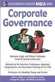 Cover of: Corporate Governance (Mcgraw-Hill Executive Mba Series)