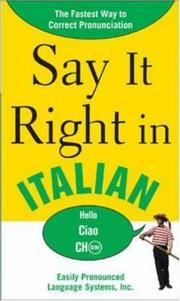 Cover of: Say it right in Italian | 