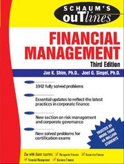 Cover of: Schaum's Outline of Financial Management, Third Edition (Schaum's Outlines) by Jae K. Shim, Joel G. Siegel