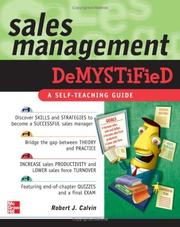 Cover of: Sales Management Demystified by Robert J. Calvin