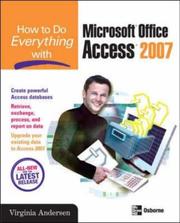Cover of: How to Do Everything with Microsoft Office Access 2007 (How to Do Everything) by Virginia Andersen