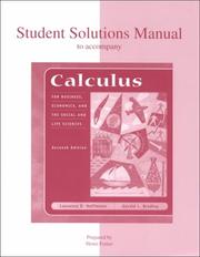 Cover of: Student Solutions Manual to Accompany Calculus for Business, Economics, and the Social and Life Sciences