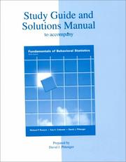 Cover of: Study Guide and Solutions Manual to Accompany Fundamentals of Behavioral Statistics