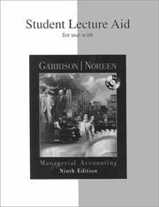 Cover of: Student Lecture Aid for use with Managerial Accounting