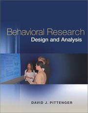 Cover of: Behavioral Research Design and Analysis by David Pittenger