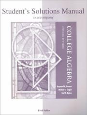 Cover of Student's Solutions Manual to accompany College Algebra by Raymond A. Barnett