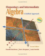 Cover of: Elementary and intermediate algebra by Donald Hutchison