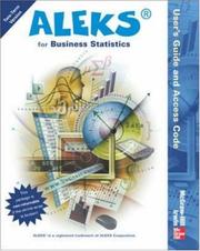 Cover of: ALEKS for Business Statistics User's Guide and  Access Code (Stand Alone for 2 semesters)